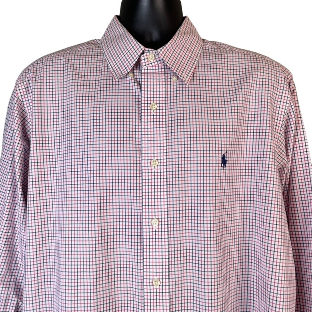 Ralph Lauren XL Classic Fit Tattersall Check Button Down Shirt Red Blue‎ White